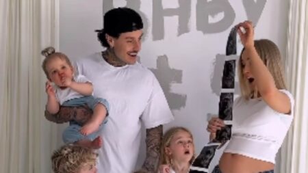 Ex On The Beach’s Helen Briggs, 30, and Chet Johnson, 35, announce they are expecting their fifth child in six years as famous friends rush to congratulate