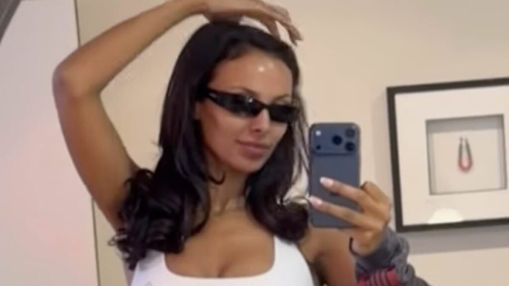 Maya Jama shows off her incredible physique in a white crop top and grey jogging bottoms after launching her own matcha drink