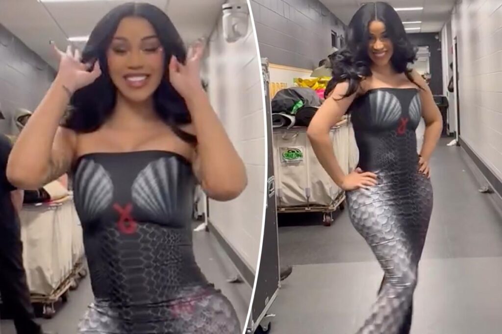 Cardi B wears skintight mermaid dress to Boston tour afterparty