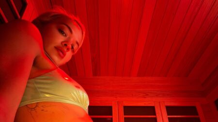 Rita Ora slips into a mint green bikini as she sweats it out in an infrared sauna before hitting the gym in tight hotpants during trip to state-of-the-art spa