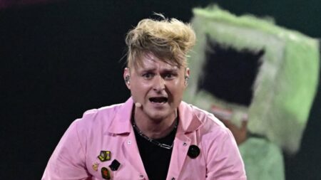 Eurovision viewers are ’embarrassed’ by ‘bonkers’ UK entry as Look Mum No Computer performs for the first time while Australia’s Delta Goodrem becomes a fan favourite in the second semi-final