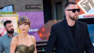 Taylor Swift dazzles in glittering gown as she and Travis Kelce steal the spotlight at friend’s wedding in NYC