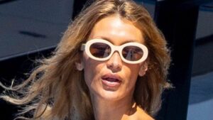 Bella Hadid dons skimpy swimsuit as she performs death defying act aboard superyacht on the French Riviera
