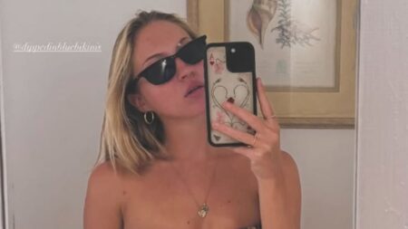 Lila Moss shows off her toned frame in a selection of skimpy swimwear as she enjoys sun-soaked getaway