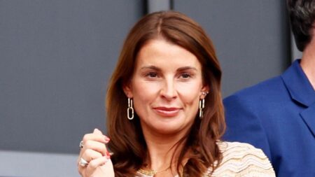 Coleen Rooney supports husband Wayne with their son Kit, 10, while Sam Thompson’s girlfriend Talitha Balinska makes an early return from Miami as they lead the Soccer Aid WAGs cheering on the star-studded squad
