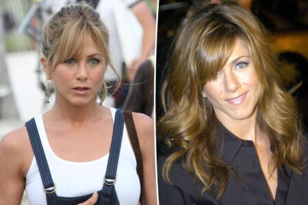 Jennifer Aniston shares photos of herself with bangs, tells fans to ‘think’ before a haircut