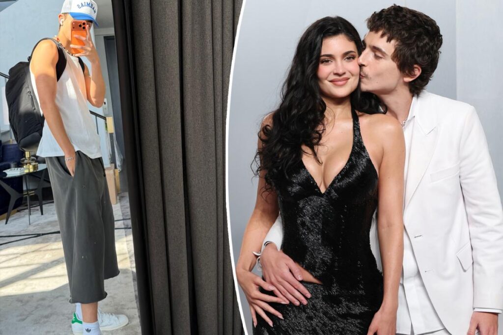 Timothée Chalamet wears pants from girlfriend Kylie Jenner’s clothing brand Khy