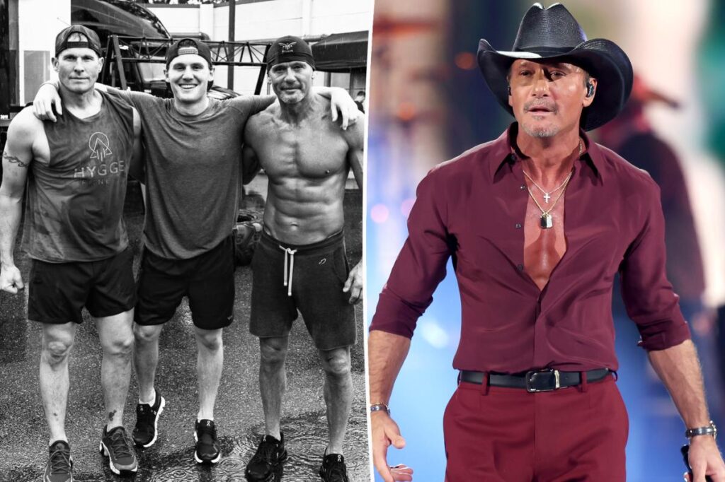 Tim McGraw displays ripped abs in photo with his brothers