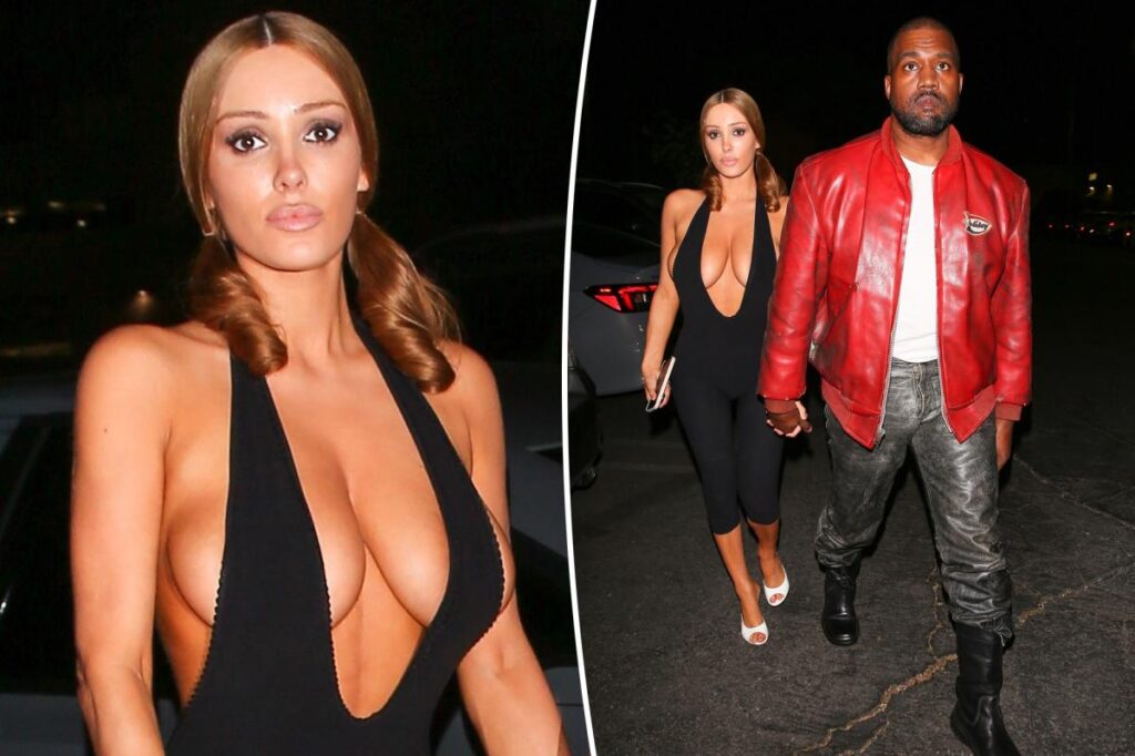 Bianca Censori spills out of her plunging bodysuit on movie date night with Kanye West