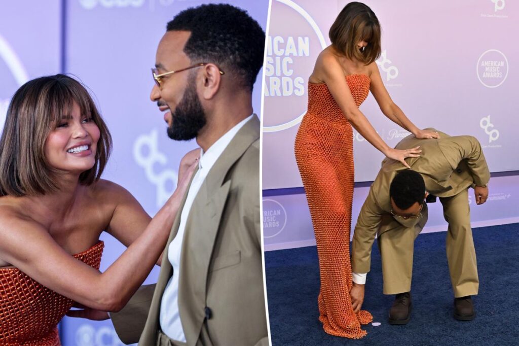 John Legend rescues wife Chrissy Teigen from wardrobe malfunction at 2026 AMAs