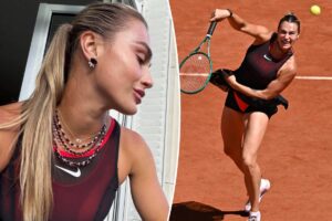 Aryna Sabalenka wins French Open match wearing necklaces with over 120 carats of garnets