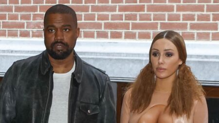 Kanye West’s wife Bianca Censori almost pops out of her nude suit on his 49th birthday after she calls him her ‘4ever’