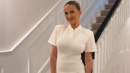 Molly-Mae Hague shows off her post-baby figure just days after welcoming newborn son Midas as Tommy Fury thanks her for ‘holding down the fort with our two beautiful children’ after victory fight