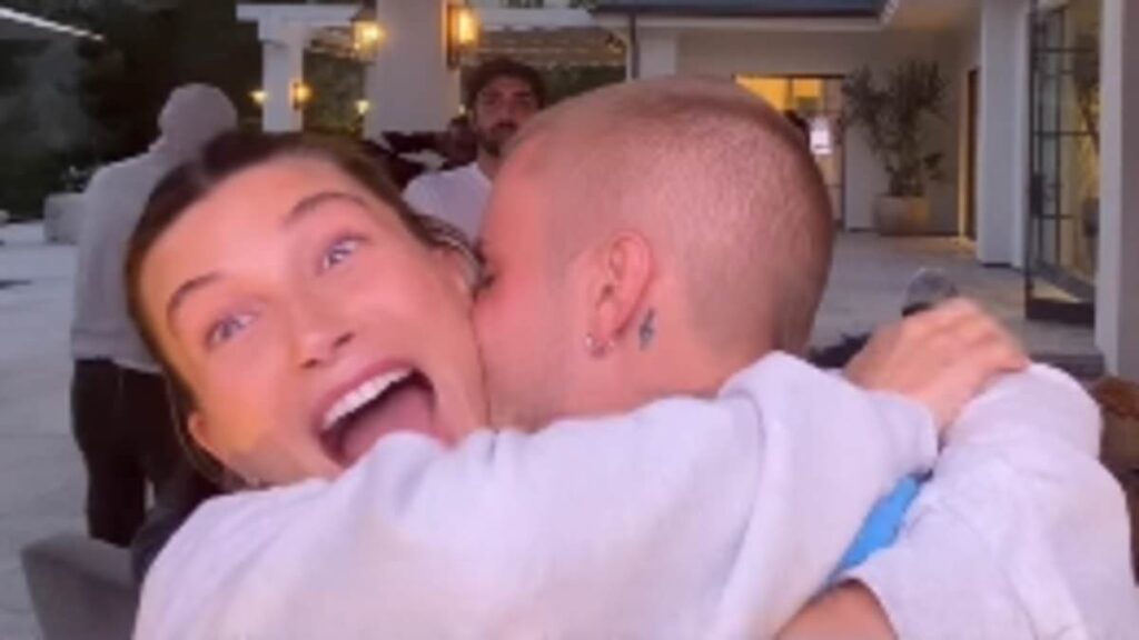 Justin Bieber showers wife Hailey with kisses as they celebrate New York Knicks’ NBA Finals victory