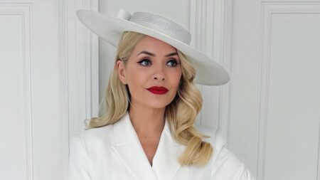 Holly Willoughby oozes elegance in a white skirt suit and hat as she and regal Georgia Toffolo lead the celeb glamour at Royal Ascot ladies’ day
