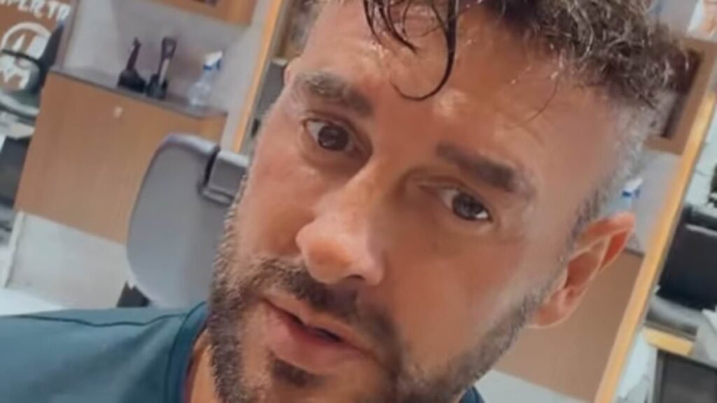 Katie Price’s husband Lee Andrews reveals his new hair – which has ‘grown’ in six days after using AI filter – as he posts from barber shop in Dubai
