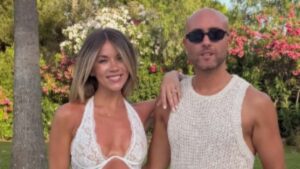 Alan Shearer’s daughter Hollie poses in a plunging white lace dress as she gets her groove on at wild villa hen do ahead of marrying rugby star Joe Marchant