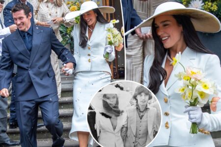 All the details of Dua Lipa’s wedding skirt suit and Bulgari diamond necklace to marry Callum Turner in London