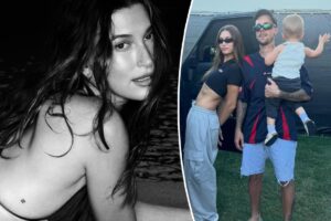 Hailey Bieber flashes new ’22’ tattoo dedicated to son Jack Blues