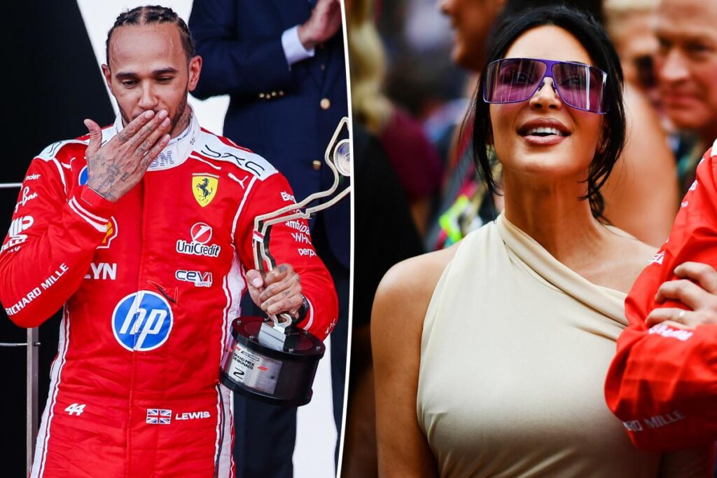Lewis Hamilton blows kiss to Kim Kardashian at Monaco Grand Prix 2026