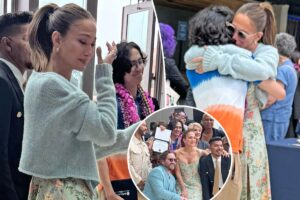 Jennifer Lopez wipes away tears at son Max’s graduation