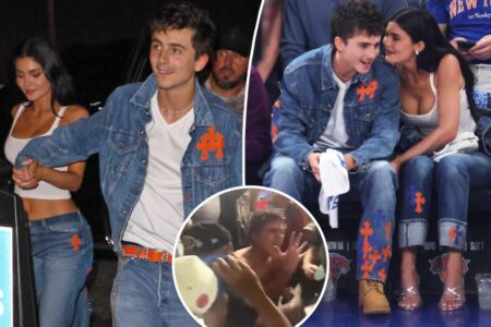 Timothee Chalamet rips off shirt, takes reporter’s mic after Knicks win Game 4