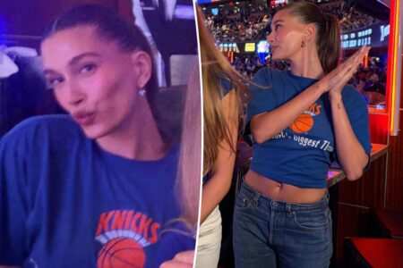 Hailey Bieber wore Levi’s 501 jeans to Knicks Game 4