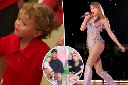 Patrick, Brittany Mahomes’ son Bronze points out Taylor Swift in Arrowhead Stadium photo