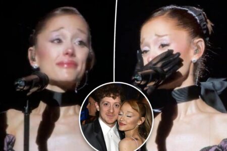 Ariana Grande breaks down in tears at LA concert after Ethan Slater split