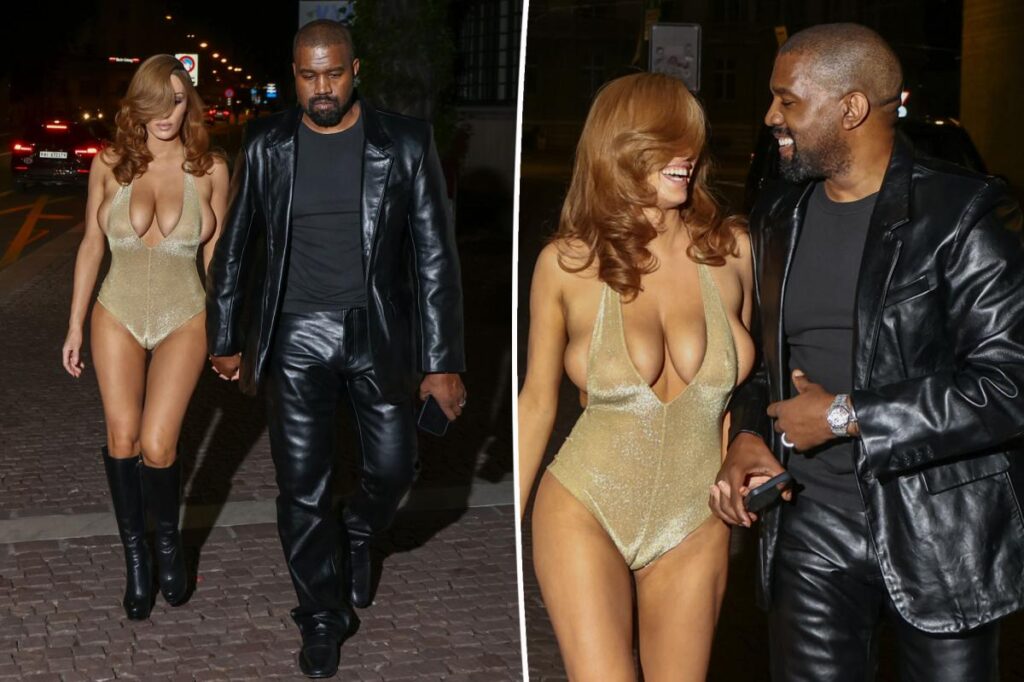 Bianca Censori wears plunging bodysuit and boots for date with husband Kanye West in Switzerland