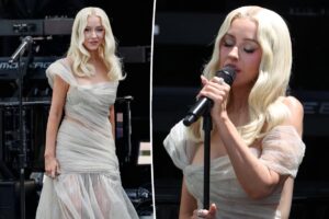 Christina Aguilera wears semi-sheer gown for Obama Presidential Center opening performance
