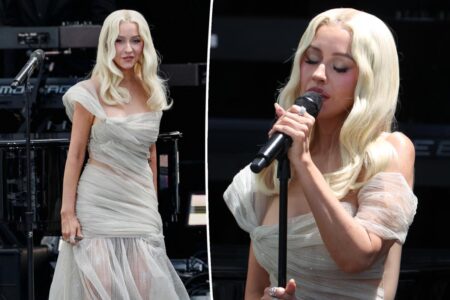 Christina Aguilera wears semi-sheer gown for Obama Presidential Center opening performance