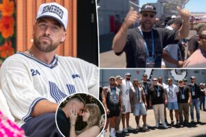 Travis Kelce continues California bachelor party weekend at NASCAR race with Patrick Mahomes