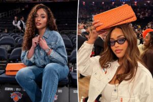 Jordyn Woods’ lucky Knicks bag goes on display at the Guggenheim