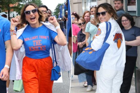 Mariska Hargitay carries custom Knicks-colored ‘NYC’ tote by Alex Mill