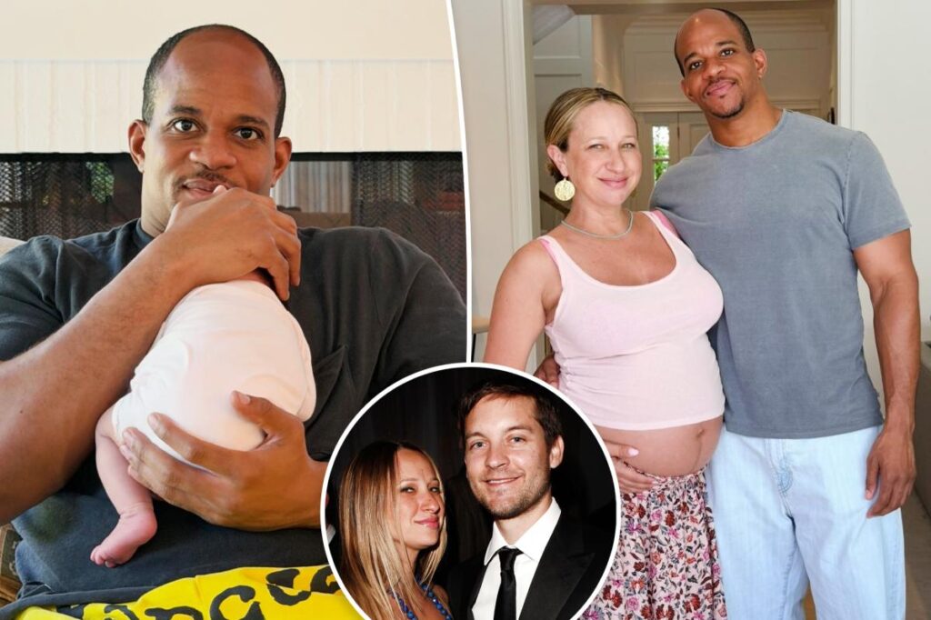 Tobey Maguire’s ex-wife Jennifer Meyer welcomes third baby at 49, her first with fiancé Geoffrey Ogunlesi
