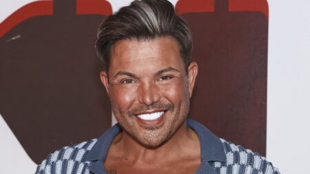 Bobby Norris can’t stop smiling as he shows off his new facelift at Jackie The Stripper premiere after revealing he’s spent over £50K on fillers