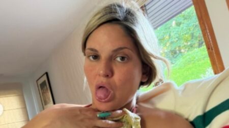 Jesse Wood’s heavily pregnant girlfriend Gemma Gregory battles Britain’s heatwave as they share pictures from the idyllic countryside bolthole
