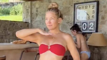 Kate Hudson, 47, shows off her incredible bikini body in tiny red two-piece as she continues European vacation with family