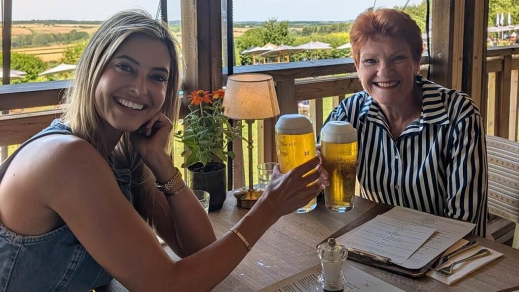 Holly Valance enjoys a drink with Pauline Hanson at Jeremy Clarkson’s pub in England after endorsing far-Right Australian party One Nation’s leader: ‘Nothing like a beer with your mate at the pub on a hot day’