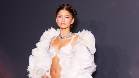 Zendaya looks every inch the Greek goddess in a racy white lace dress as she leads the stars at The Odyssey premiere in Paris