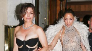 Jennifer Lopez is upstaged by her own SISTER in rivaling racy gown as the duo kick off singer’s 57th birthday celebrations in Paris