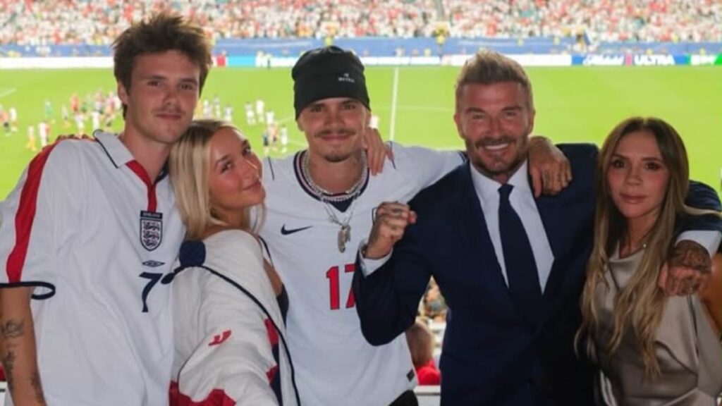 Brooklyn Beckham watches England’s victorious World Cup clash remotely from NYC – as his entire family reunite in Miami for the game and share sweet snaps together