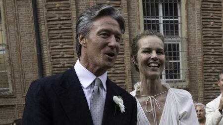 Eva Herzigova, 53, stuns in a Lanvin bridal gown as she finally marries businessman Gregorio Marsiaj in Italy after 25 years together