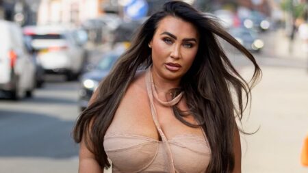 Lauren Goodger beats the heatwave in a strapless top and shorts as she films TOWIE with Amber Turner and Sophie Kasaei