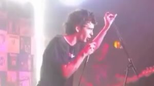 Matty Healy jumps on stage to join his own tribute act as he gives a personal performance of The Sound at his stag do ahead of tying the knot with Gabbriette Bechtel