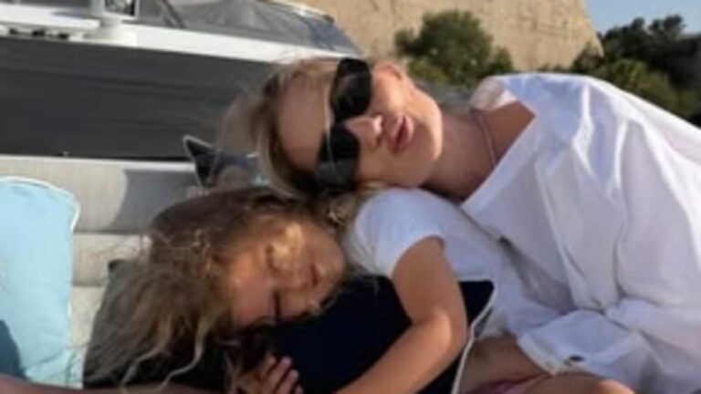 Rosie Huntington-Whiteley shares rare snaps with son Jack, 9, and daughter Isabella, 4, as she enjoys a sunny getaway with fiancé Jason Statham
