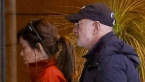 Lauren Sanchez steps out in a $4,825 designer jacket as she and husband Jeff Bezos return to Sydney’s luxury Park Hyatt after whirlwind Harbour City getaway