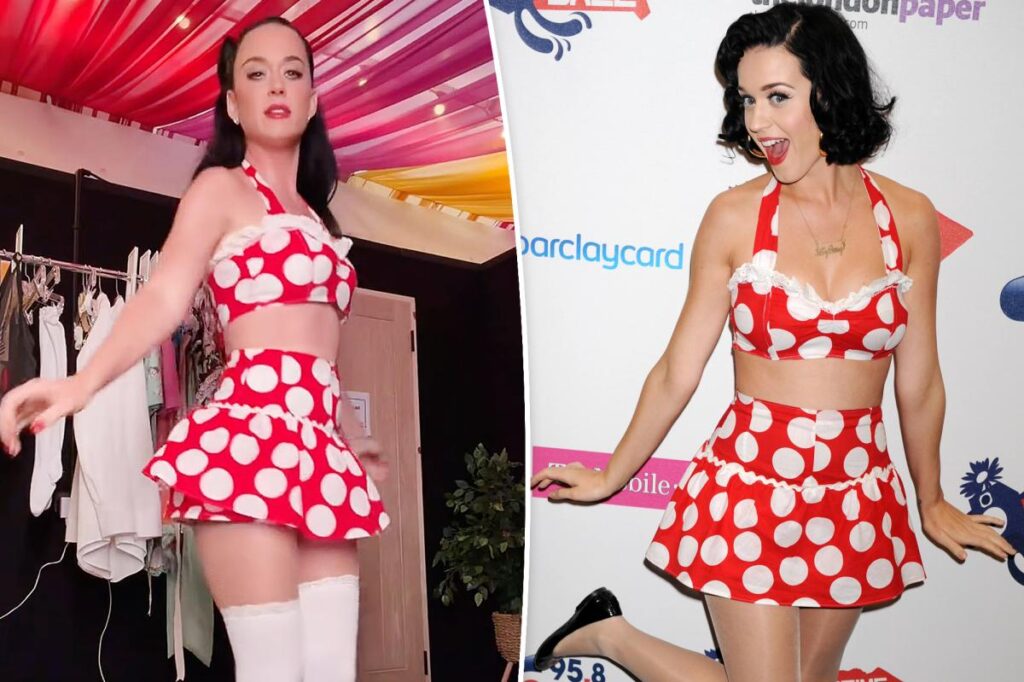 Katy Perry re-wears polka-dotted bra and skirt set from 2009