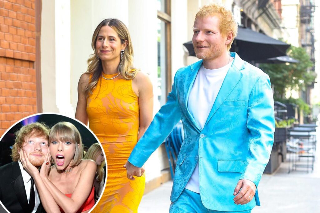 Ed Sheeran and wife Cherry don bright outfits for Taylor Swift and Travis Kelce’s wedding